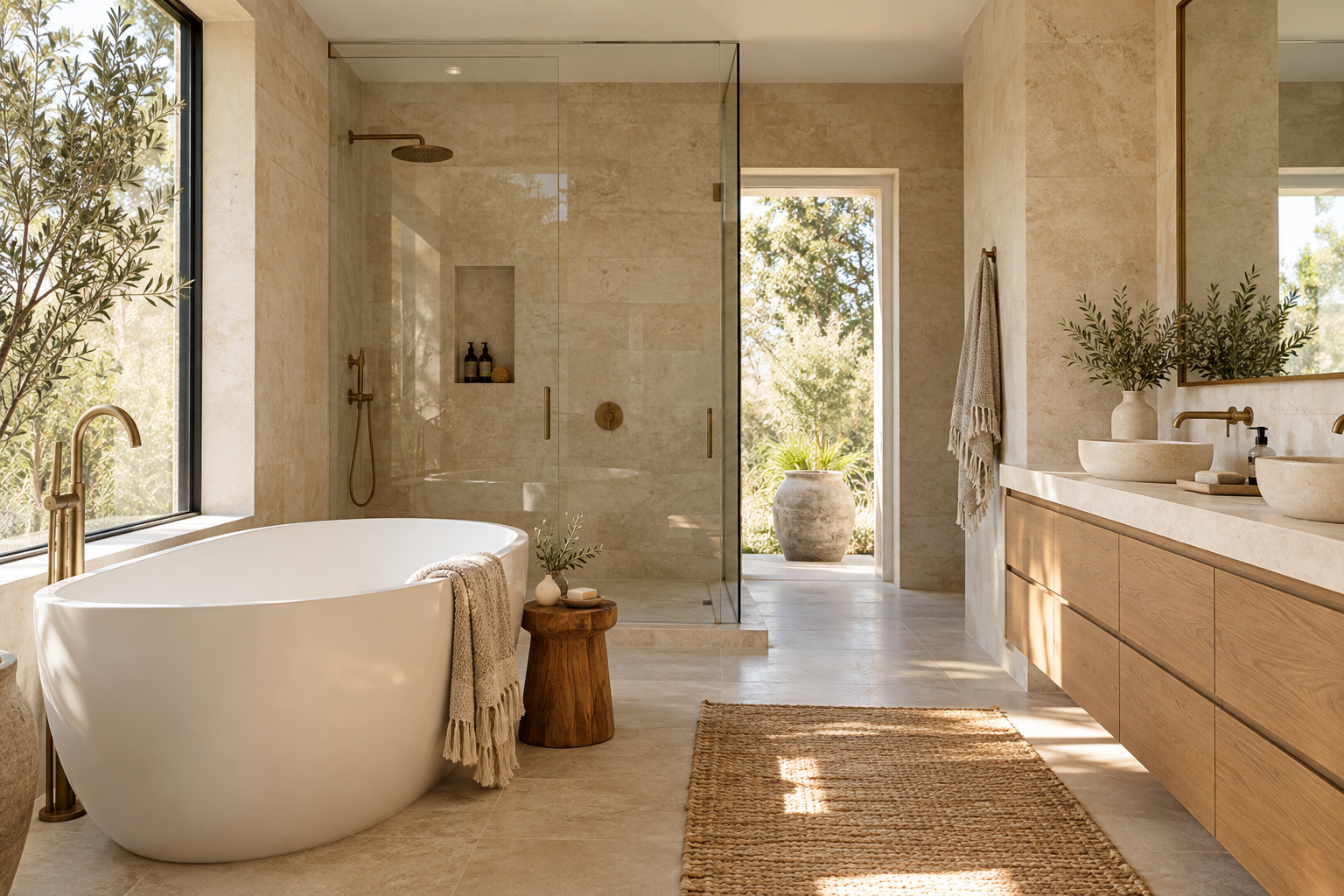 Beautiful bathroom with a freestanding bathtub